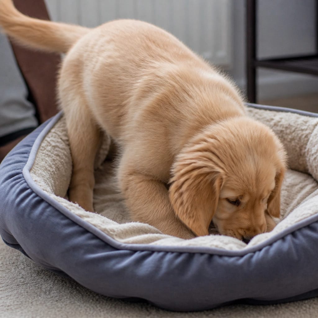 Why Puppies Dig at Their Beds